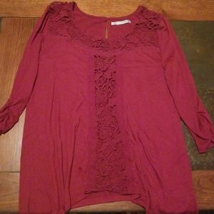 Womens, red long sleeve tunic